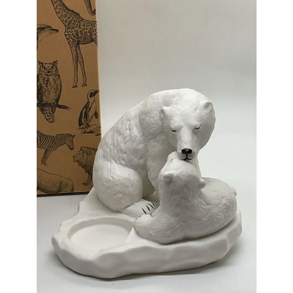 PartyLite Rare White Polar Bear Pair Candle Holder - Picture 2 of 6